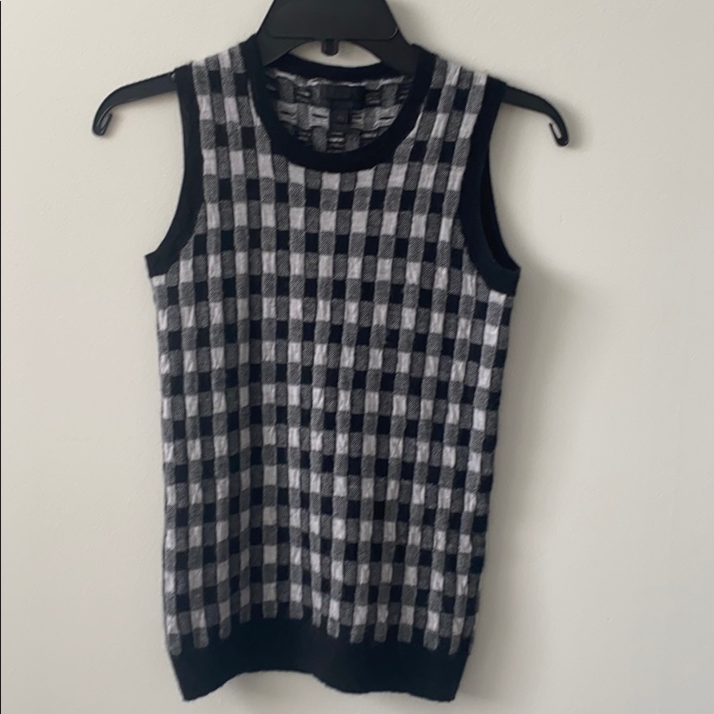 J.CREW ITALIAN CASHMERE TOP BLACK WHITE XS